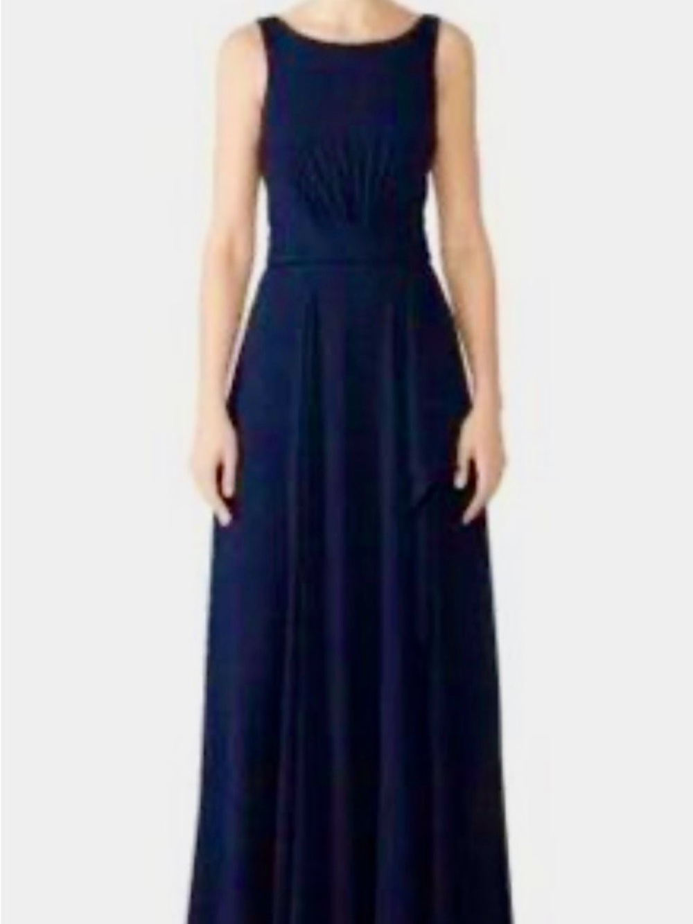 AMSALE Campbell Navy Blue Chiffon Maxi Gown Dress Size 8